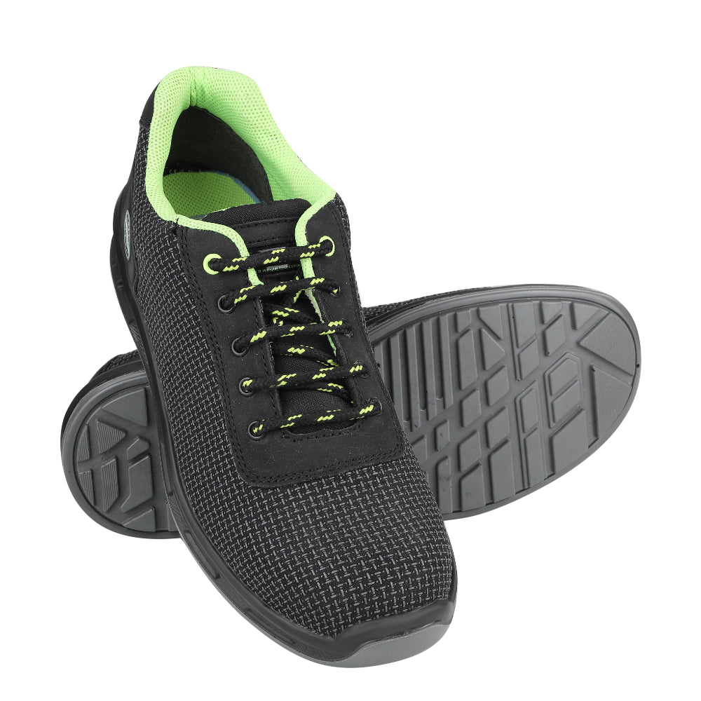 Warrior Green Safety Shoes for Men, Fibre Glass Toe, Light Weight Sigma By Liberty