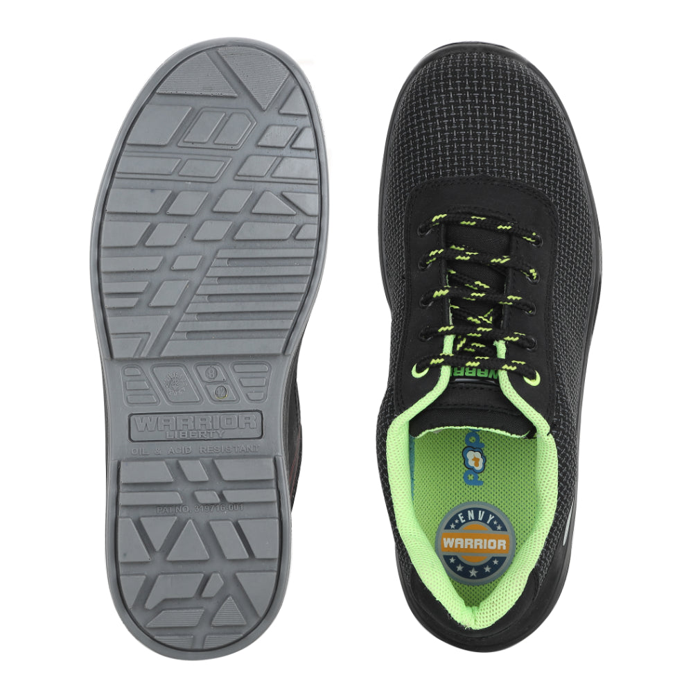 Warrior Green Safety Shoes for Men, Fibre Glass Toe, Light Weight Sigma By Liberty