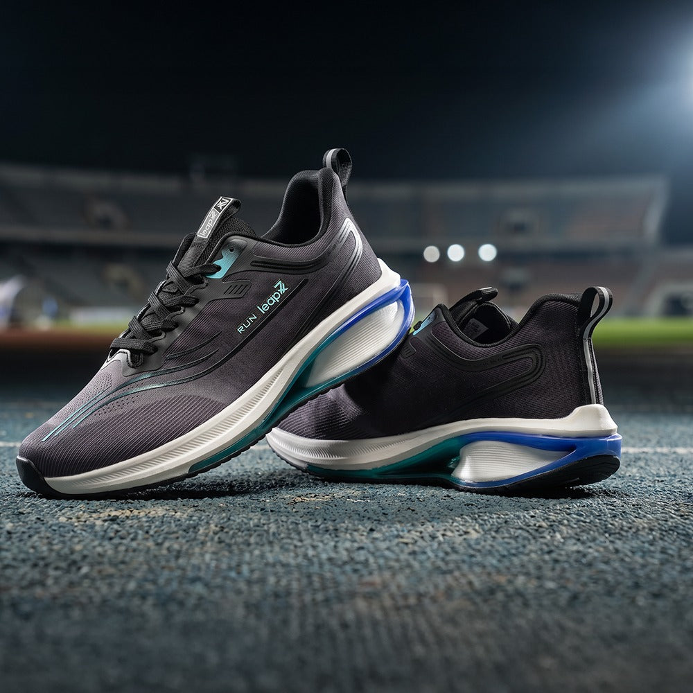 Buy Leap7X ZX-M-41E Black Sports Lacing Running Shoes for Men