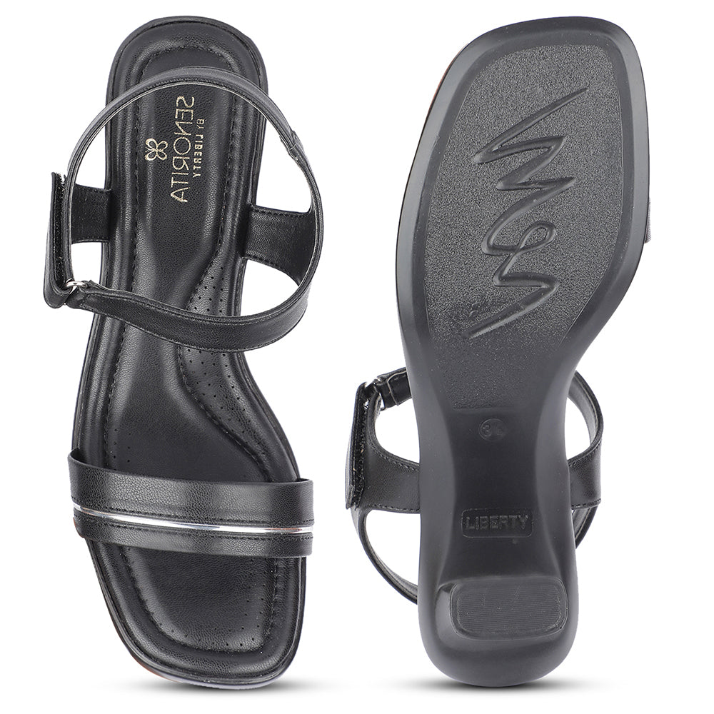 Senorita Casual Black Block Heel Sandal For Women D839-1 By Liberty
