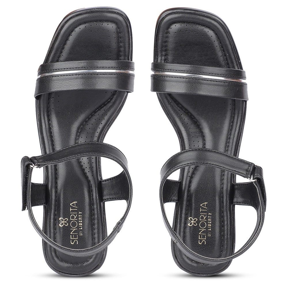 Senorita Casual Black Block Heel Sandal For Women D839-1 By Liberty