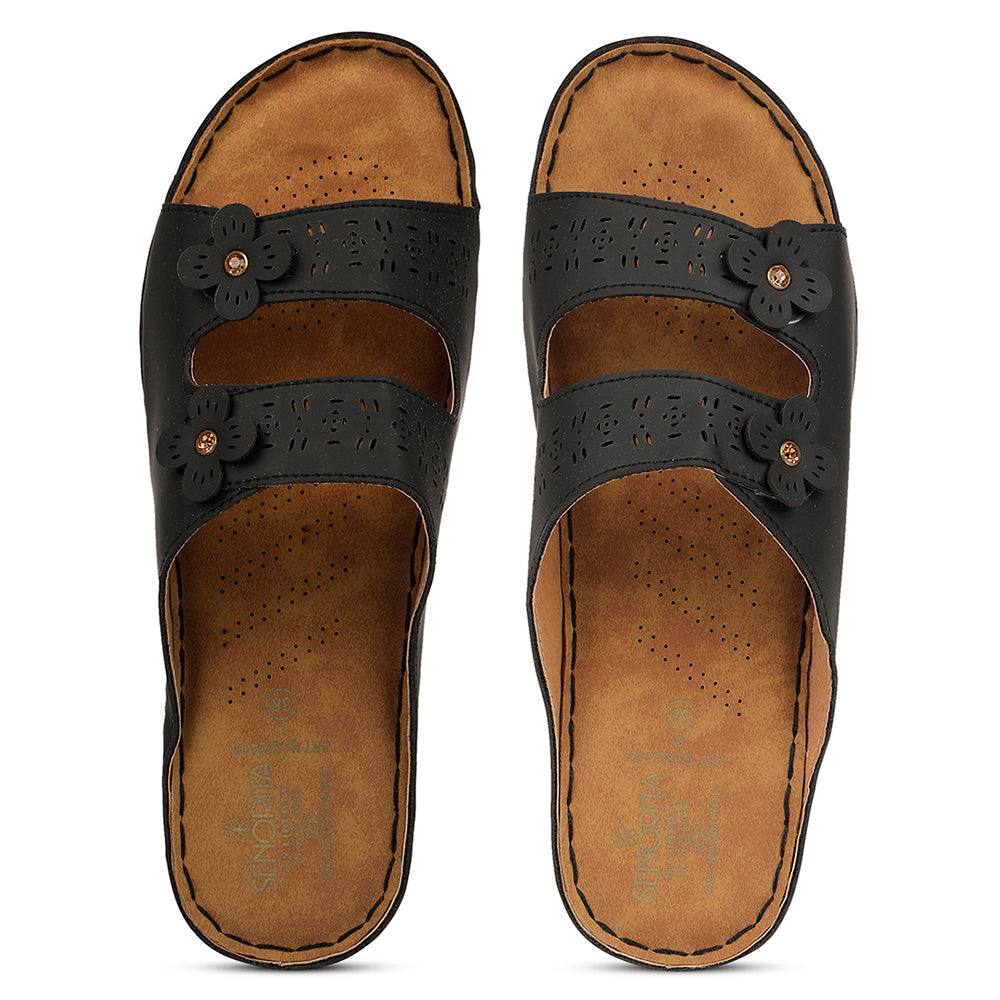 Senorita Casual Black Slipper For Women S624-7 By Liberty