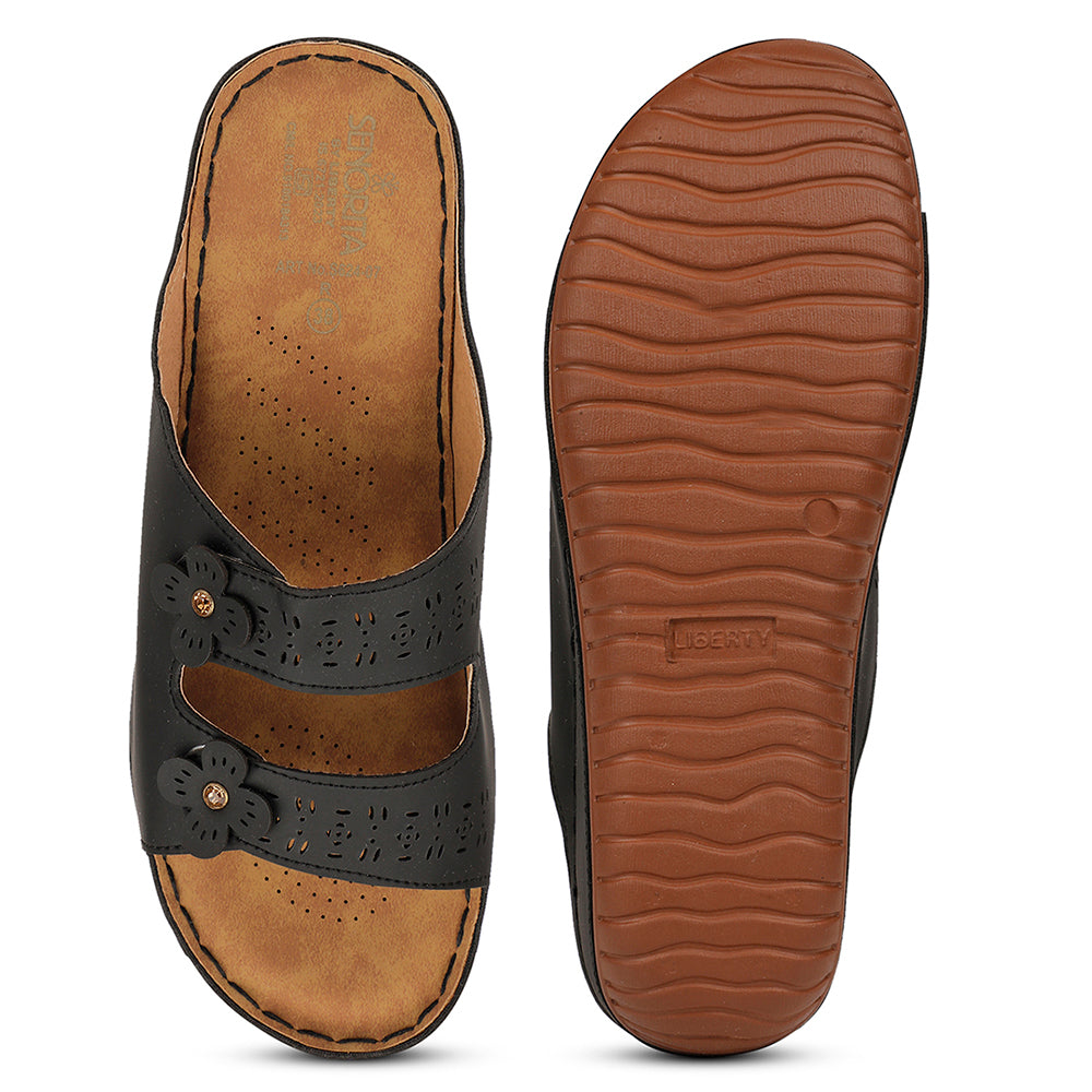 Senorita Casual Black Slipper For Women S624-7 By Liberty