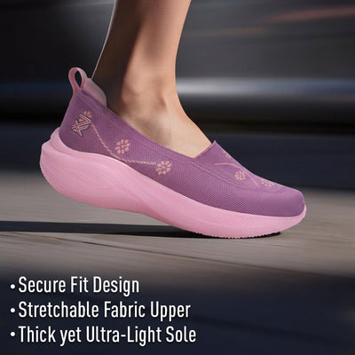 LEAP7X GLOWSTAR-E Peach Sports Non lacing Walking shoes for Women by Liberty