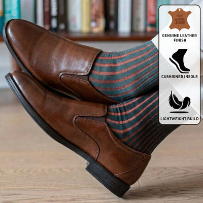 Fortune HML-87E Brown Formal Non Lacing Mocassin Shoes for Men