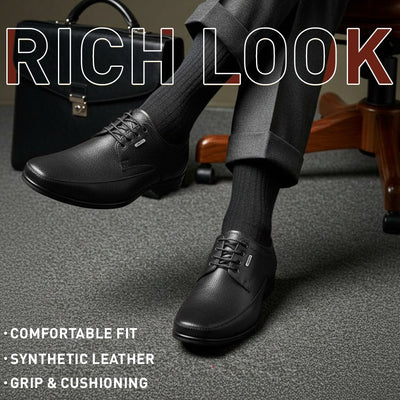 Fortune Black Formal Lacing Derby Shoes For Men HML-88E By Liberty