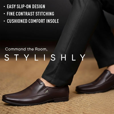 Fortune Brown Formal Non Lacing Moccasins For Men HML-89E By Liberty