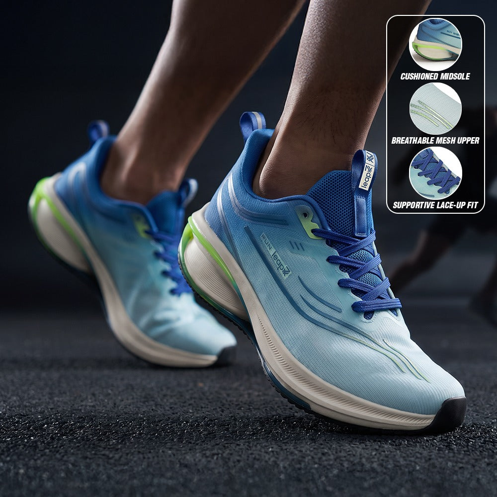 Buy Leap7X ZX-M-41E Sea Green Sports Lacing Running Shoes for Men