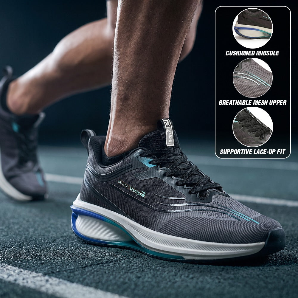 Buy Leap7X ZX-M-41E Black Sports Lacing Running Shoes for Men