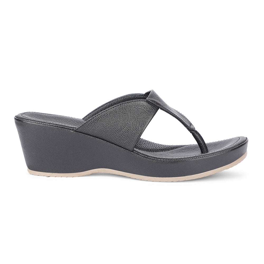 Healers Casual Black Wedges Heels For Women J332-41 By Liberty
