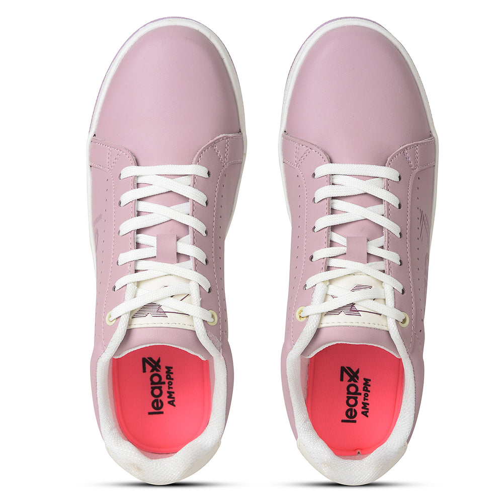 Leap7x Peach Casual Lacing Sneakers For Women ALLURE-1
