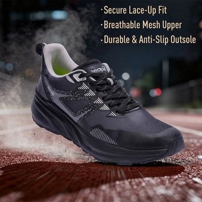 Leap7X ROYALESTPE Black Sports Non Lacing Walking Shoes for Men by Liberty