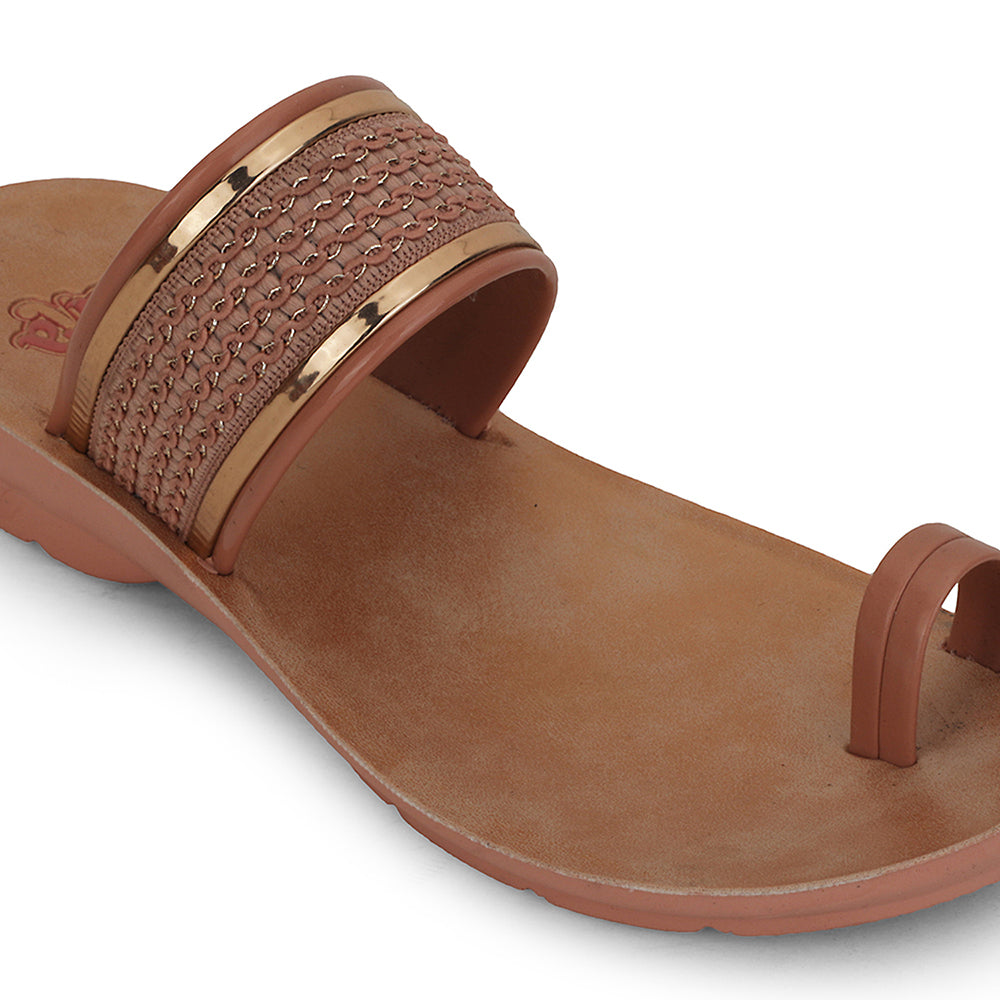 A-HA Peach Casual Toe Ring Slipper For Women LPU-14 By Liberty
