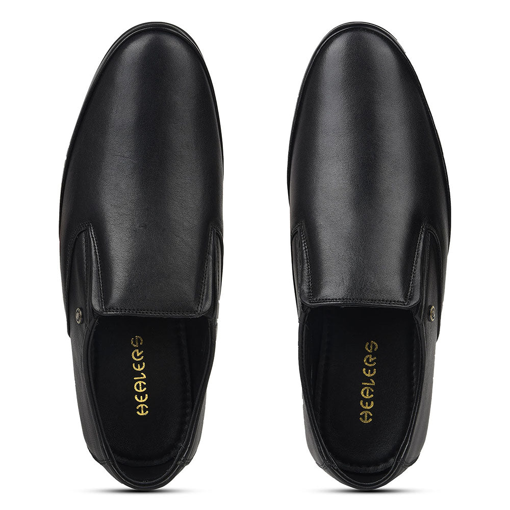 Healers Black Formal Non Lacing Moccasins For Mens J757-03 
