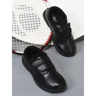 Prefect (Black) Velcro School Shoes For Kids S/BOY-V By Liberty