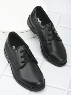 Prefect (Black) Lacing School Shoes For Kids S/BOY-LS By Liberty