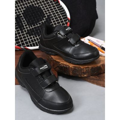 Force 10 (Black) Velcro School Shoes For Kids SCHZONE-DV By Liberty