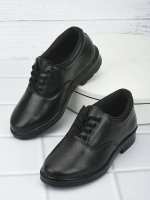 Prefect (Black) Lacing School Shoes For Kids SKOOLBOYPU By Liberty