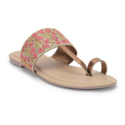 Senorita Fashion (Golden) Thong Sandals For Ladies DZL-846 By Liberty Senorita