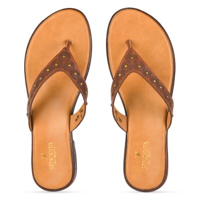 Senorita Brown Comfort Flip Flop Slippers For Womens (GF-84 ) Senorita