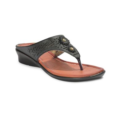 Senorita Casual (Black) Thong Sandals For Ladies LAF-1088 By Liberty Senorita