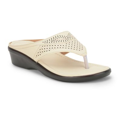Senorita Fashion (Cream) Thong Sandals For Ladies LAF-1103 By Liberty Senorita
