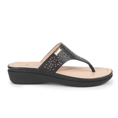 Senorita Fashion (Black) Thong Sandals For Ladies MMJ-513 By Liberty Senorita