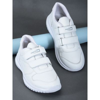 Force 10 (White) Velcro School Shoes For Kids SKOLPRO-V By Liberty Force 10